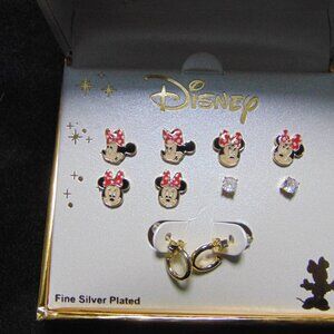 Disney Minnie Mouse Earring Set 5 Sets Silver Plated Brand New